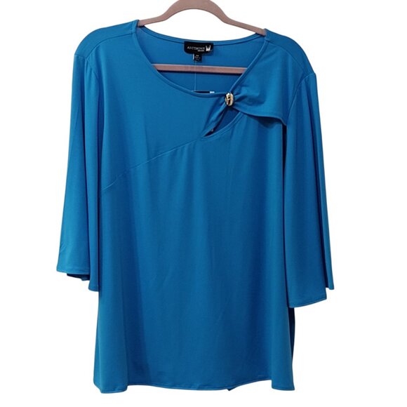 Antthony Originals: 2-pc Three-Quarter Sleeve Pant Set, Size 2X, Turquoise Blue - Picture 2 of 12